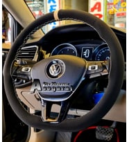 Volkswagen Polo 2017 Ve Sonrası Dikmeli Direksiyon Kılıfı Alcantara Nubuk Bej Yüzüklü