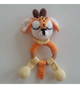 Uykucu Geyik Diş Kaşıyıcı Amigurumi Organik Çıngırak