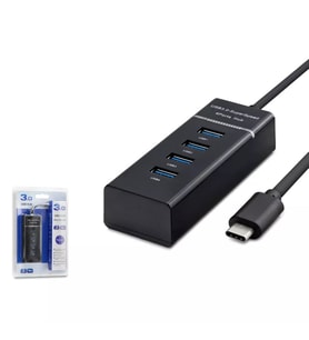 Hadron HDX7045 Type-C Hub Çoklayıcı - 1xUSB 3.0 + 3xUSB 2.0 Siyah