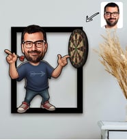 BK Gift Kişiye Özel Dart Oyuncusu Tasarımlı Karikatür 3D Ahşap Tablo-1, Arkadaşa Hediye, Sevgiliye Hediye