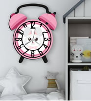 BK Gift Hayvan Figürlü Pembe Retro Çalar Saat Tasarımlı Kabartma Figürlü Ahşap Çocuk Duvar Saati-11, Ev Dekoru, Çocuk Odası Aksesuar