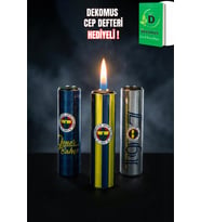 "DEKOMUS CEP DEFTERİ HEDİYELİ" LİSANSLI FENERBAHÇE "TEKLİ" METAL KILIF TAŞLI ÇAKMAK (Krem)