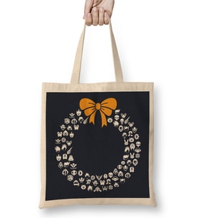 Overwatch Symbols Christmas Wreath Pattern Bez Çanta Uzun Saplı