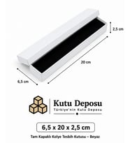 6,5x20x2,5 cm Tam Kapaklı Kolye ve Tesbih Kutusu - Beyaz (DEMONTE) (50 ADET)