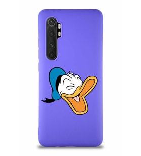 Xiaomi Mi Note 10 Lite Soft Premier Kapak Donald Duck-E Tasarımlı Silikon Kılıf - Mor (Şeffaf)