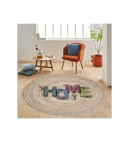 Eliana Home Baskılı, Yıkanabilir Kaymaz Taban Yuvarlak Halı LNA7066-SD350 120x120 cm (Kahverengi)