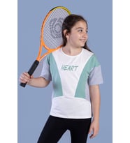 Toontoy Kız Çocuk Garni Detaylı Baskılı Tişört (Ekru)