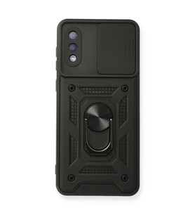Samsung Galaxy A02 Kılıf Pars Lens Yüzüklü Silikon - Siyah