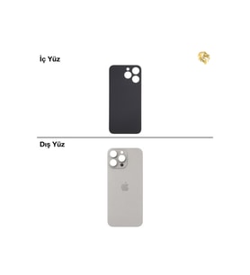 iPhone 15 Pro Max Naturel Titanyum Renk Arka Kapak Arka Cam Batarya Kapağı Lazer Kesim Kapak Pil Kapağı