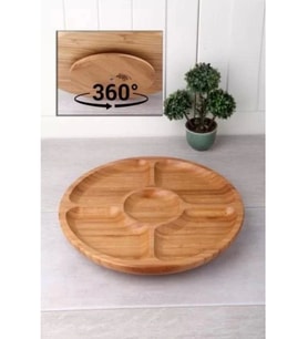 Balsa DS5-2525 Döner Bambu Sunum Tabağı 5 Bölmeli 25 Cm