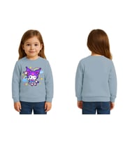 Unisex Kuromi Baskılı Çocuk Swaetshirt 3 İplik Şardonlu (Mavi)