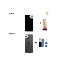 iPhone 11 PRO Uzay Grisi Arka Kapak Arka Cam Batarya Kapağı Lazer Kesim Kapak Pil Kapağı + B-7000 Yapıştırıcı + Tamir Seti