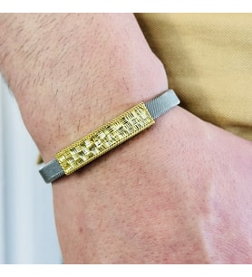 Gümüş Erkek Bileklik,14K Altın Kaplama,Şık Hediye (Gold)