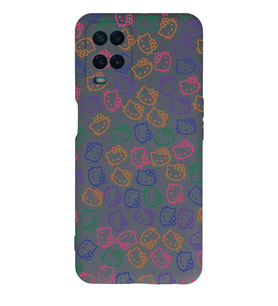 Oppo A54 Uyumlu Lansman Kılıf Hello Kitty Tasarımlı İçi Kadife Kapak-Gri (Şeffaf)