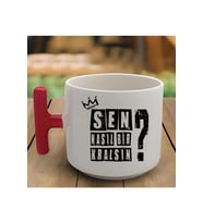 Kırmızı T Kulp Sen Nasıl Kral Bir Adamsın Tasarımlı Latte Fincan Modeli