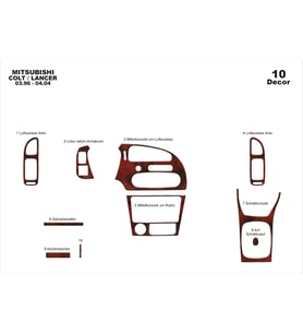 Meriç® Mitsubishi Colt Ön Torpido Kaplama Maun 10 Parça 1996-2004 (Maun)