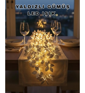 Yaprak Şekilli Gümüş LED Işık Pilli Dekoratif Aydınlatma