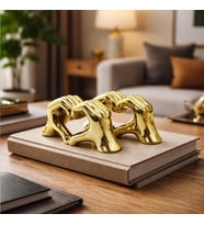Kalp Yapan El Tasarımlı Biblo - Mega Boy - Seramik - Parlak Altın