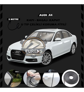 Audi A4 Oto Araç Kapı Koruma Fitili 5metre Parlak Siyah Renk