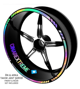 Çınar Extreme® Rainbow Gökkuşağı Hologram Efektli 4 Parçalı Kesikli Motosiklet J
