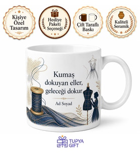 Tekstil Sektörü Temalı Baskılı Kupa Bardak Hazır Giyim Moda Haftası Hediye