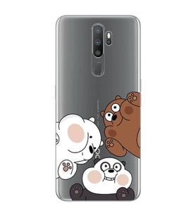 Oppo A5 2020 / A9 2020 Uyumlu Kafadar Ayılar Desenli Şeffaf Telefon Kılıfı