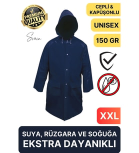 Premium Laci Xxl 150 gr Kapüşonlu Cepli Yağmurluk Su Rüzgar Soğuk Geçirmez Unisex Çıtçıtlı Pardösü
