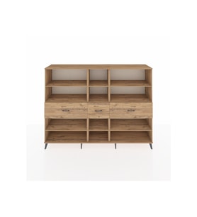 Hyperion Dolap 9 Raflı 3 Çekmeceli  220x44x163 Çam-Çam