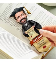Mezun Erkek Öğrenci Karikatürlü Kitap Ayracı