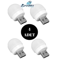 Mini USB Taşınabilir LED Ampul 4'lü Set, Gece ve Okuma Işığı, Çocuk Odası Aydınlatması (Krem)