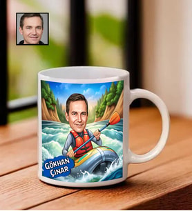 İsme Özel Karikatürlü Rafting Temalı Kupa Bardak