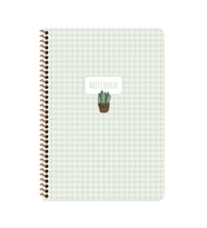 A4 80 Yaprak Kareli Karton Kapak Spiralli Defter – Pötikare Desenli (Haki)