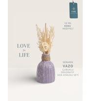 Love in Life  İthal Seramik Vazo Çubuklu Dekoratif Oda Kokusu Seti  Oda Kokusu Hediyeli (Mor)