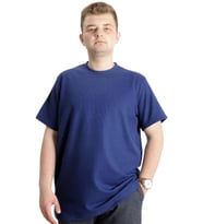 Mode XL Büyük Beden Erkek T-shirt Bisiklet Yaka WAFFLE 20033 İndigo