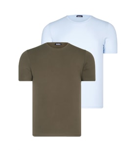 İKİLİ SET T8569 DEWBERRY BİSİKLET YAKA ERKEK T-SHIRT-MAVİ-HAKİ (Karışık)
