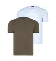 İKİLİ SET T8569 DEWBERRY BİSİKLET YAKA ERKEK T-SHIRT-MAVİ-HAKİ (Karışık)