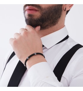 Gözde takı 925 ayar unisex siyah model gümüş bileklik
