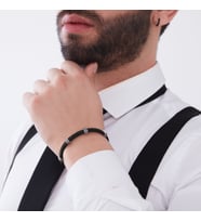 Gözde takı 925 ayar unisex siyah model gümüş bileklik