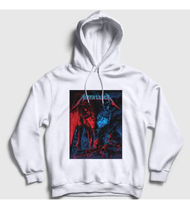 Presmono Unisex Beyaz Wolf Metallica Kapüşonlu Sweatshirt 68048tt