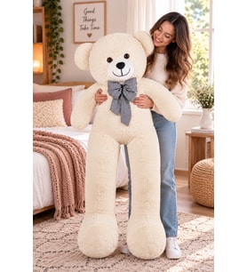 130 Cm Papyonlu Büyük Ayıcık (%100 Yerli ) (Krem)