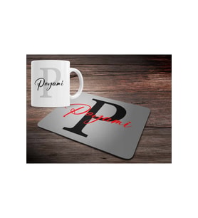 KİŞİYE ÖZEL P HARF BASKILI MOUSE PAD ve KUPA BARDAK SETİ