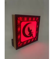 Tasarım Ay Işığı ve Peri Temalı Dekoratif LED Gece Lambası – 14x14 cm (Antrasit - Kırmızı)