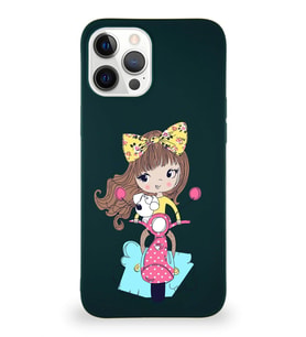 Apple iPhone 12 Pro Max Soft Premier Kapak Vespagirl Tasarımlı Silikon Kılıf - Yeşil (Şeffaf)