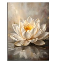Suda Yansıyan Beyaz Lotus Dekoratif Kanvas - Mdf Ahşap Tablo