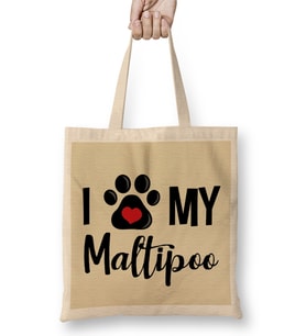 I Love My Maltipoo Bez Çanta Uzun Saplı