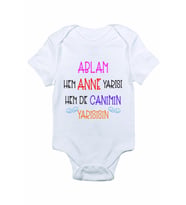 Çocuk Unisex Ablam Hem Anne Yarısı Hem De Canımın Yarısısın Baskılı Bebek Zıbın