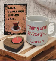 Kişiye Özel Kupa Ve Poster Ahşap Pano