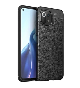 Xiaomi Mi 11 Deri Görünümlü Firo Silikon Kılıf (Siyah)
