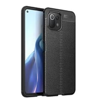 Xiaomi Mi 11 Deri Görünümlü Firo Silikon Kılıf (Siyah)
