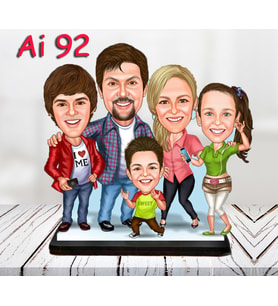 Kişiye Özel Ahşap Biblo - Aile Karikatür Biblo - 5 Kişilik Aile Biblo 14